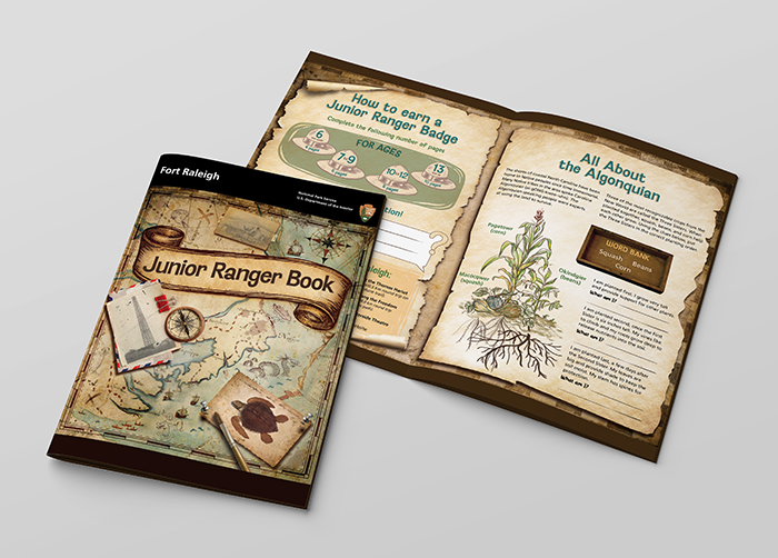 Cover and spread of Junior Rangers Book.
